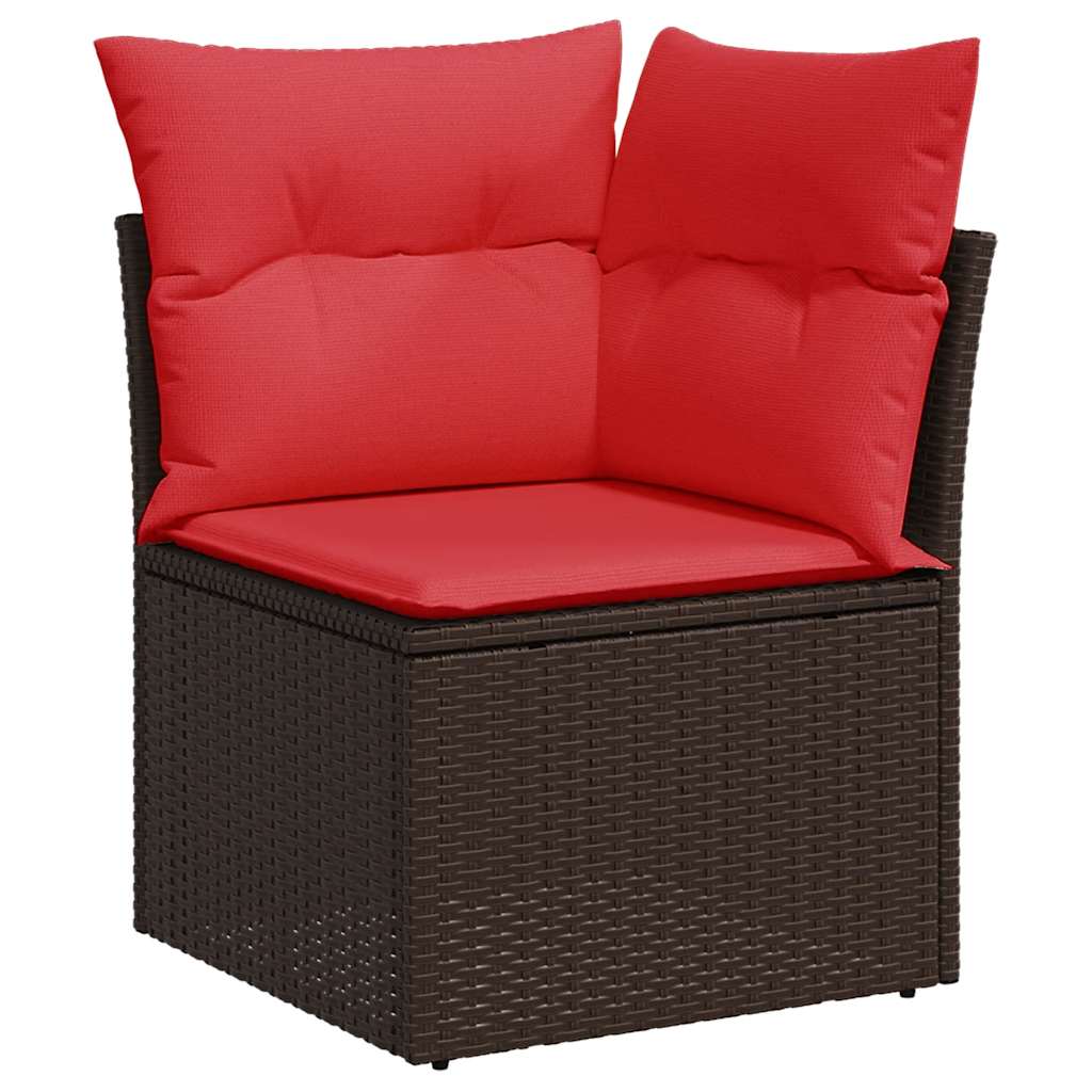 havesofasæt med 7 hynder brun polyrattan