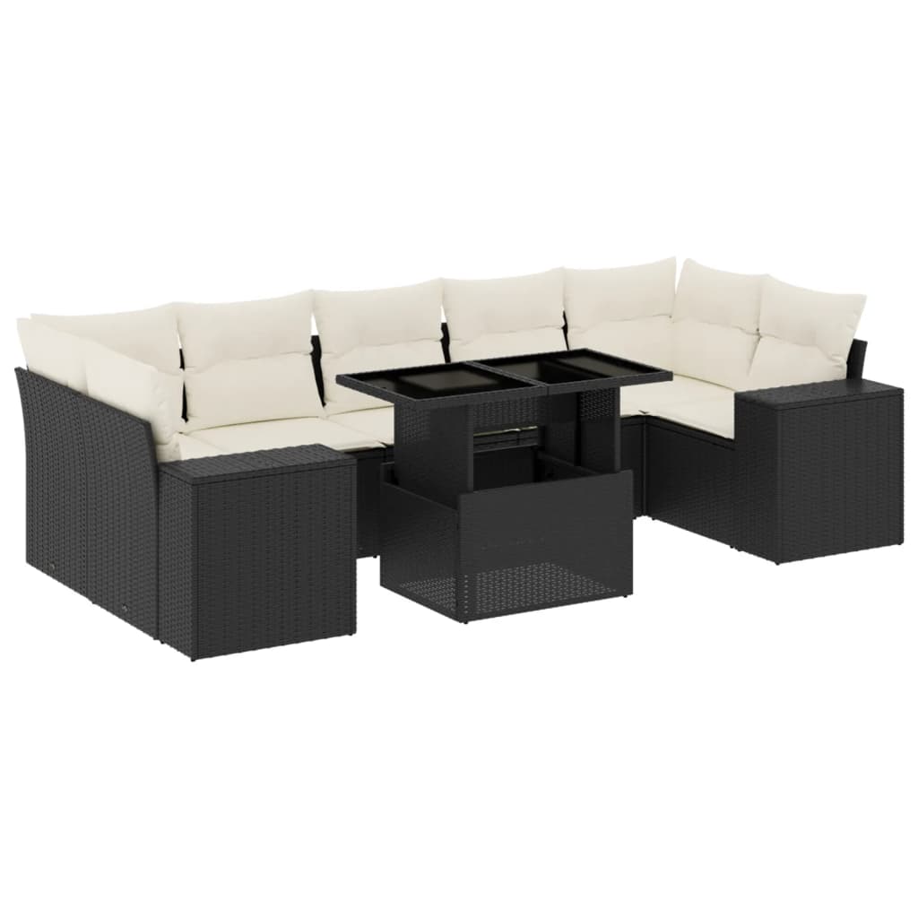 sofasæt til haven 8 dele med hynder polyrattan sort