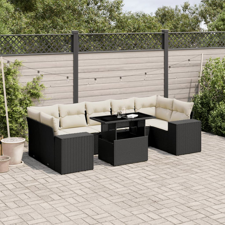 sofasæt til haven 8 dele med hynder polyrattan sort