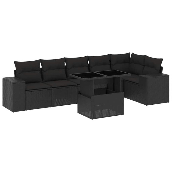 sofasæt til haven 7 dele med hynder polyrattan sort