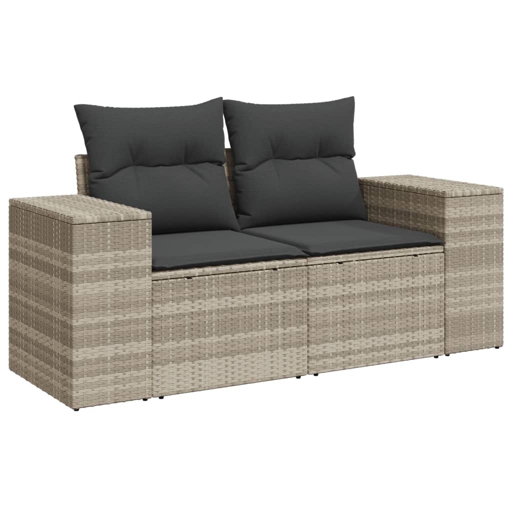 sofasæt til haven 7 dele med hynder polyrattan lysegrå