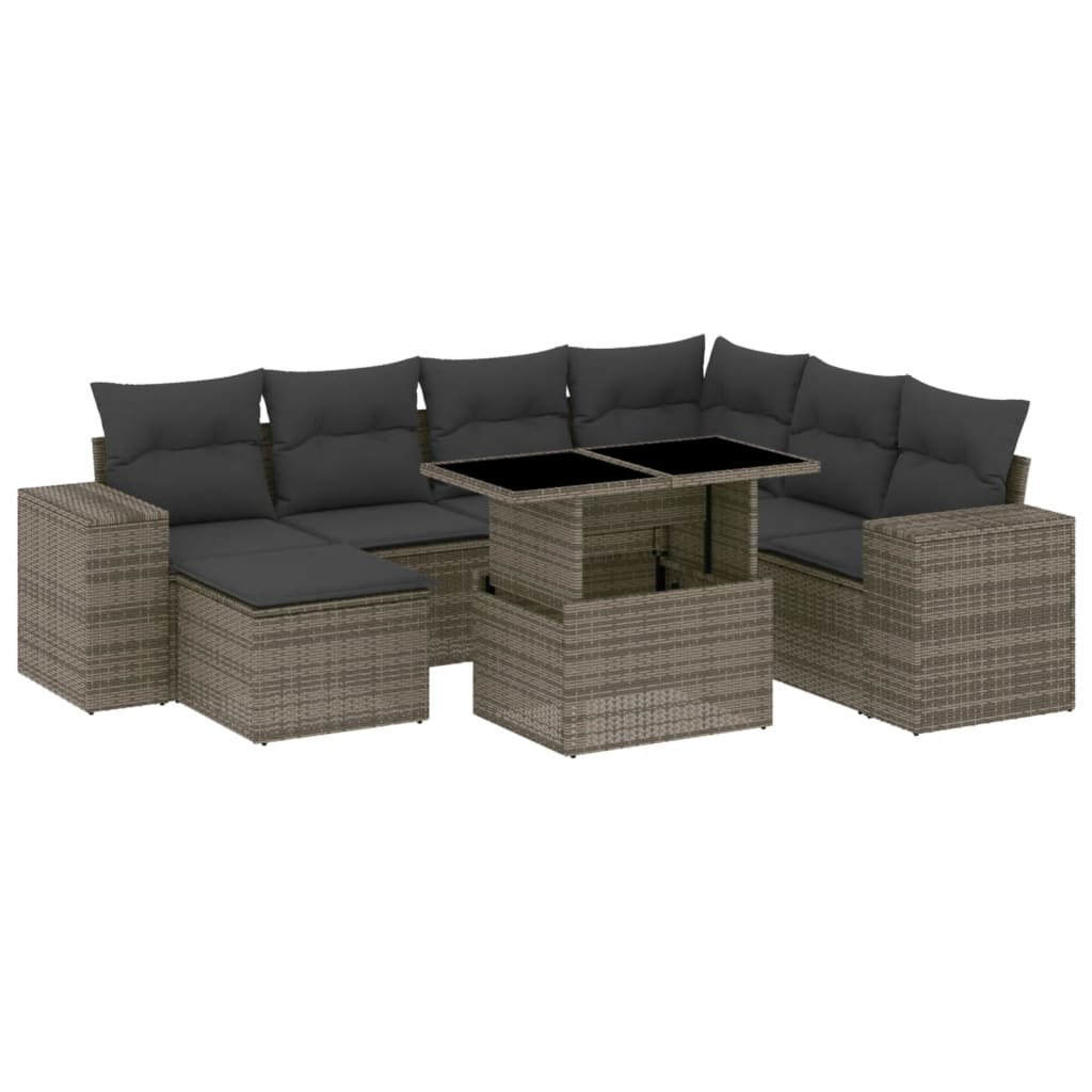 sofasæt til haven 8 dele med hynder polyrattan grå