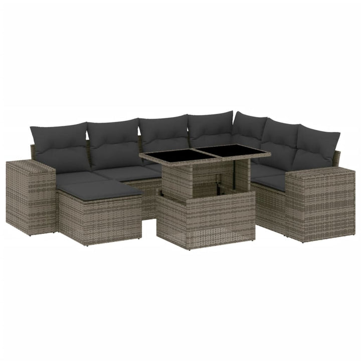 sofasæt til haven 8 dele med hynder polyrattan grå