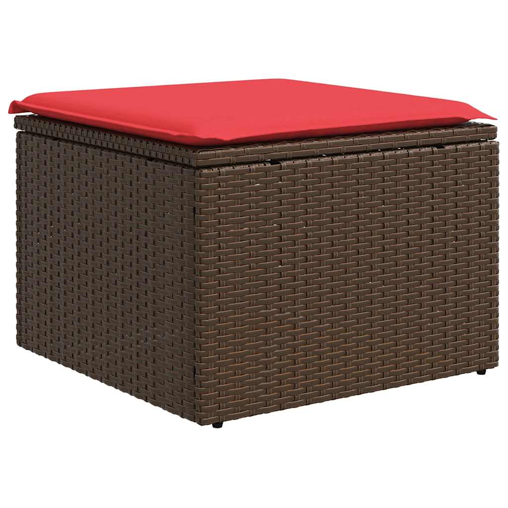 havesofasæt med 9 dele og hynder brun polyrattan