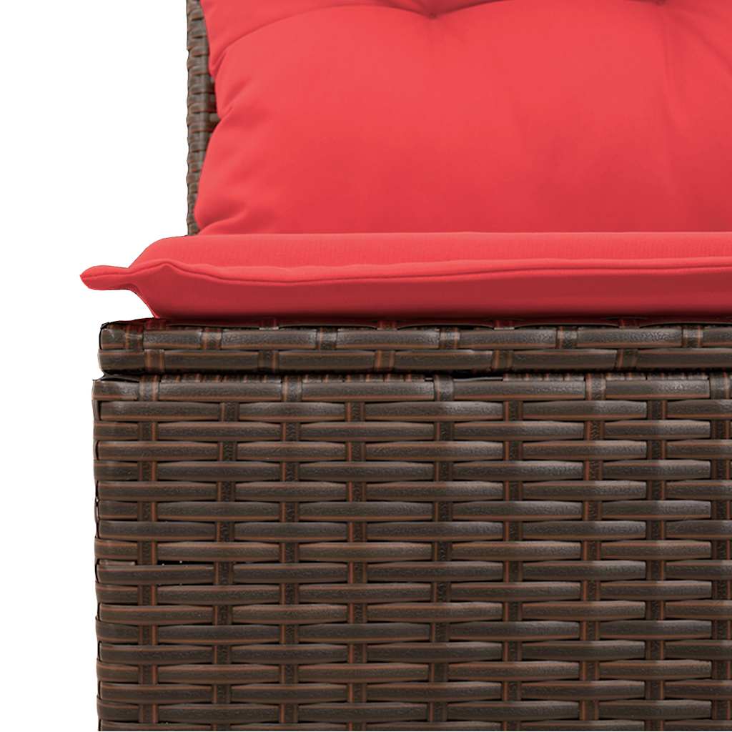 havesofasæt med 9 dele og hynder brun polyrattan