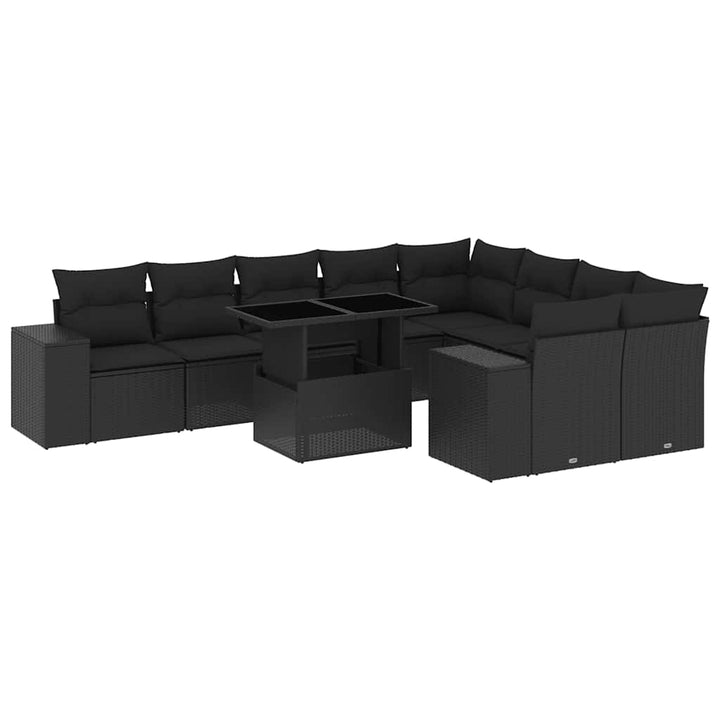 sofasæt til haven 10 dele med hynder polyrattan sort