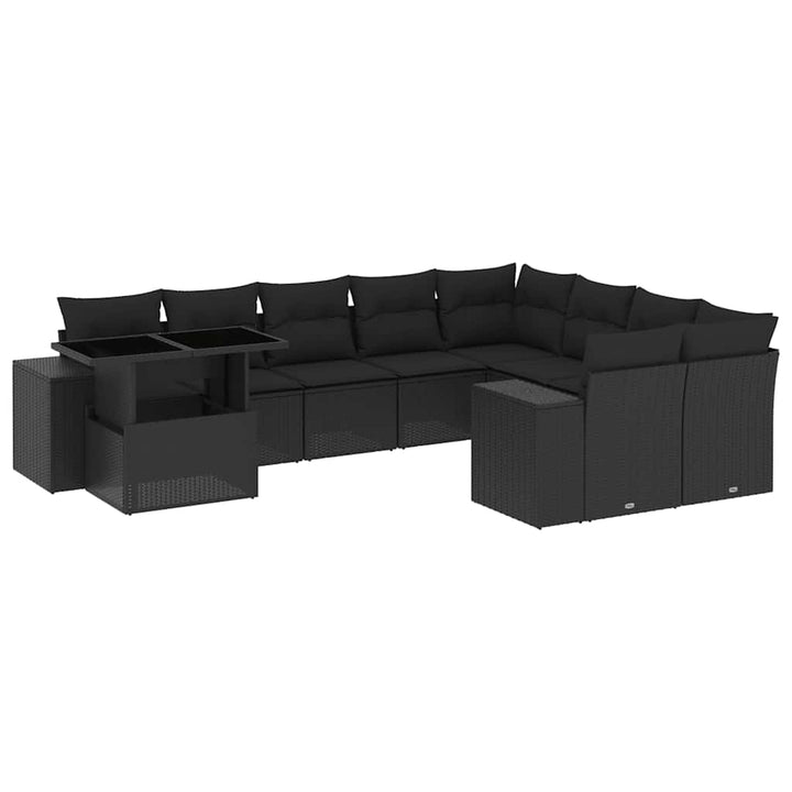 sofasæt til haven 10 dele med hynder polyrattan sort