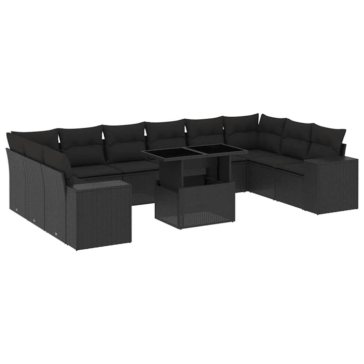 sofasæt til haven 11 dele med hynder polyrattan sort