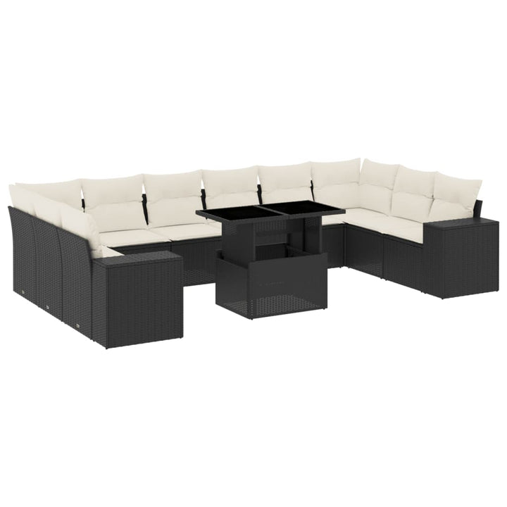 sofasæt til haven 11 dele med hynder polyrattan sort