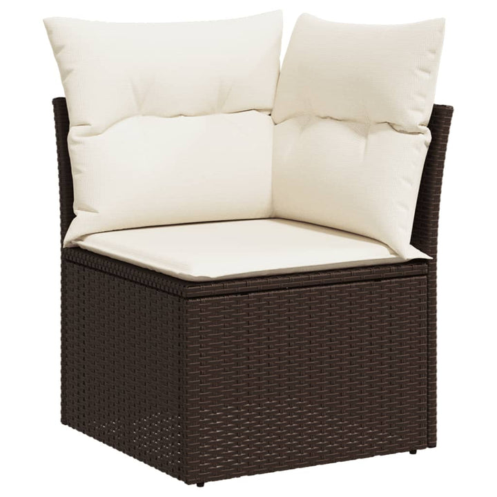 loungesæt til haven 11 dele med hynder polyrattan brun