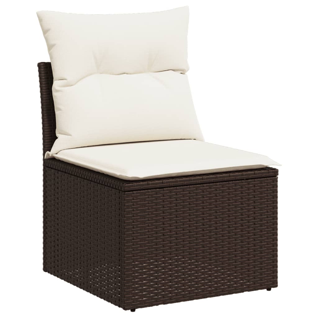 loungesæt til haven 11 dele med hynder polyrattan brun
