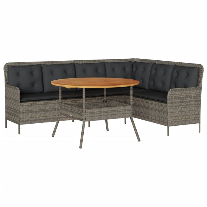sofasæt 2 dele med hynder polyrattan grå