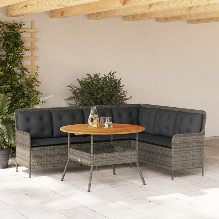 sofasæt 2 dele med hynder polyrattan grå