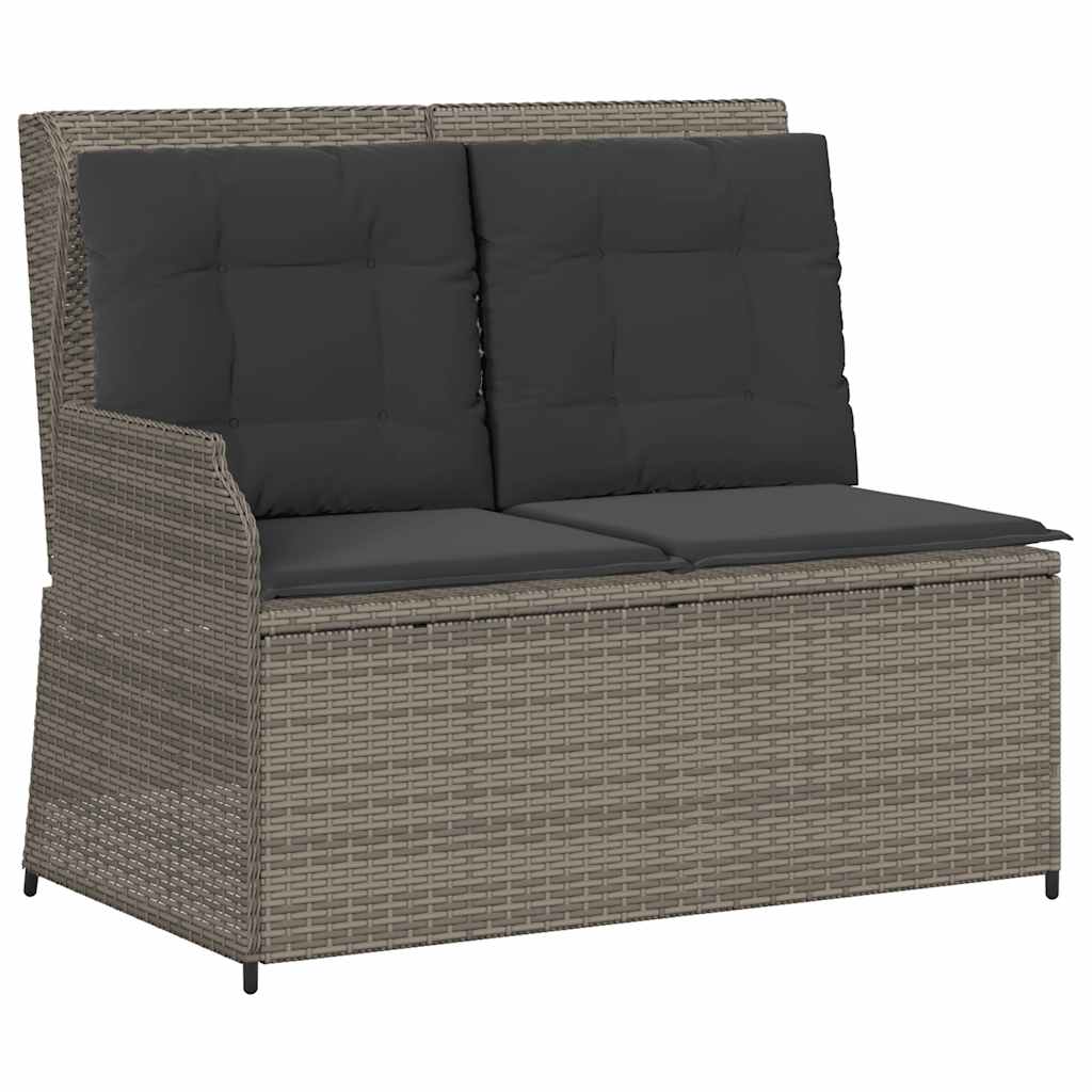 loungesæt til haven 3 dele med hynder polyrattan grå
