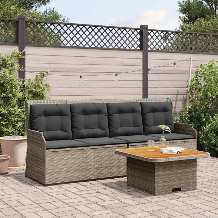 loungesæt til haven 3 dele med hynder polyrattan grå