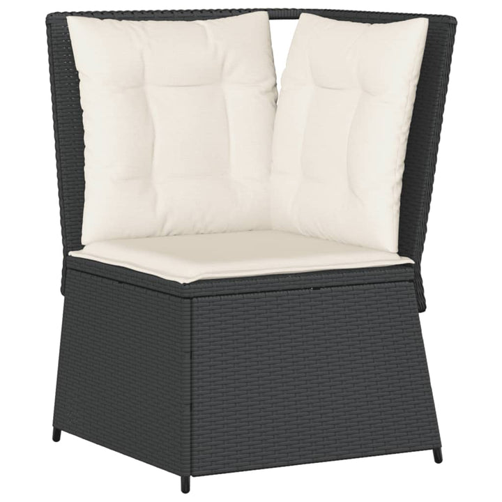 loungesæt til haven 4 dele med hynder polyrattan sort
