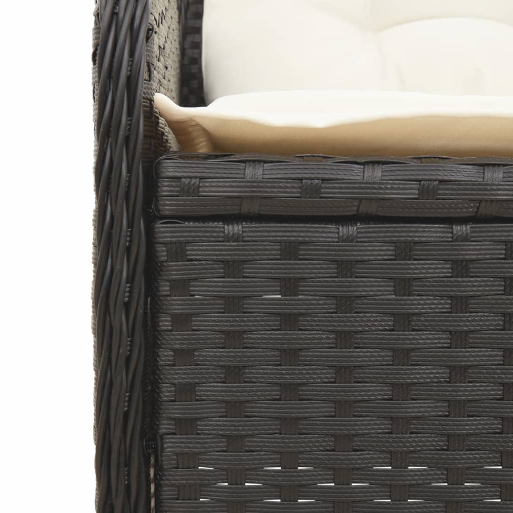 loungesæt til haven 4 dele med hynder polyrattan sort