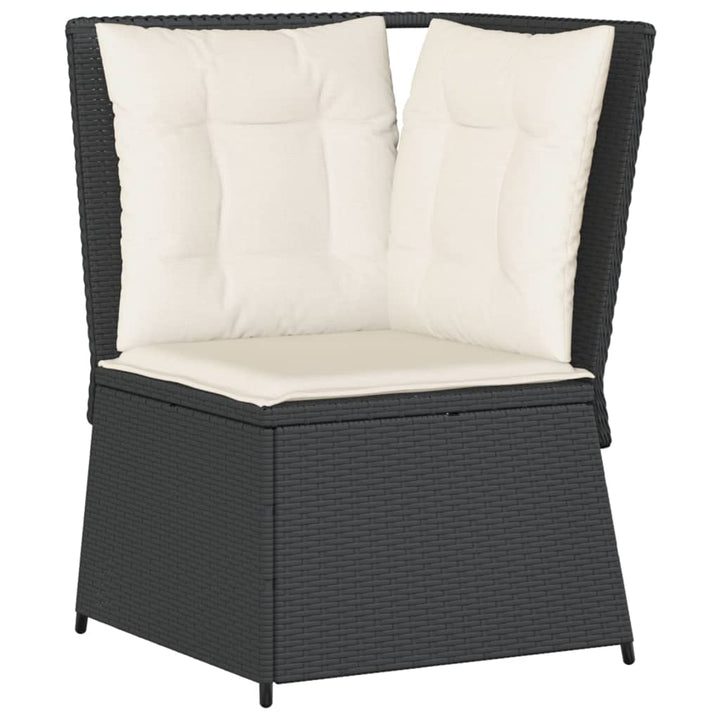 loungesæt til haven 6 dele med hynder polyrattan sort