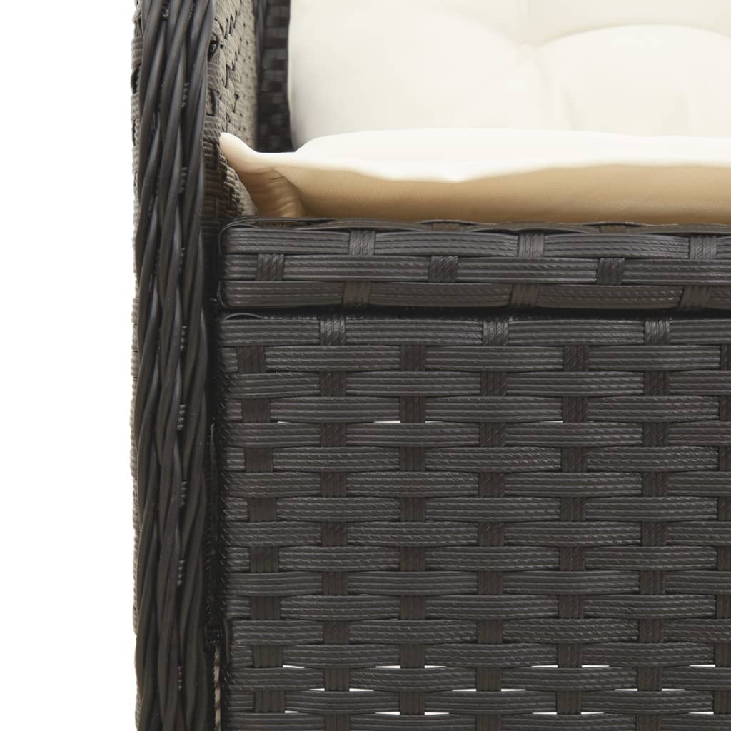 loungesæt til haven 6 dele med hynder polyrattan sort