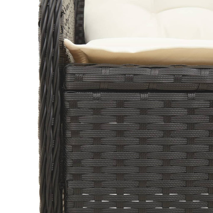 loungesæt til haven 6 dele med hynder polyrattan sort