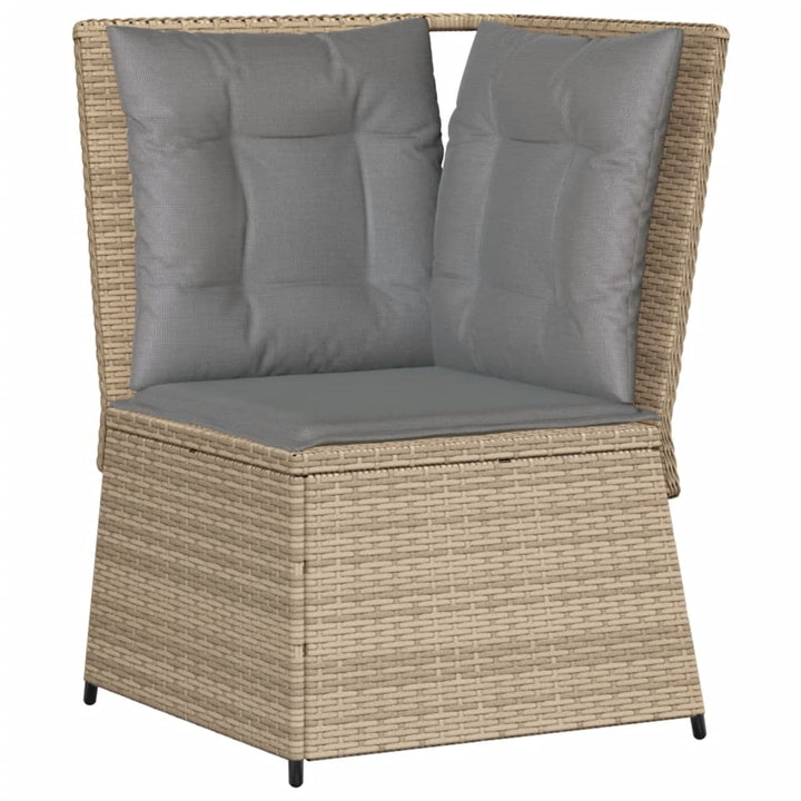 loungesæt til haven 6 dele med hynder polyrattan beige