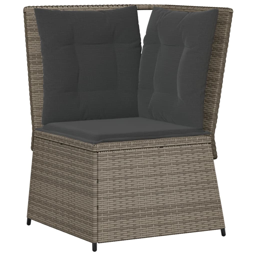 loungesæt til haven 7 dele med hynder polyrattan grå