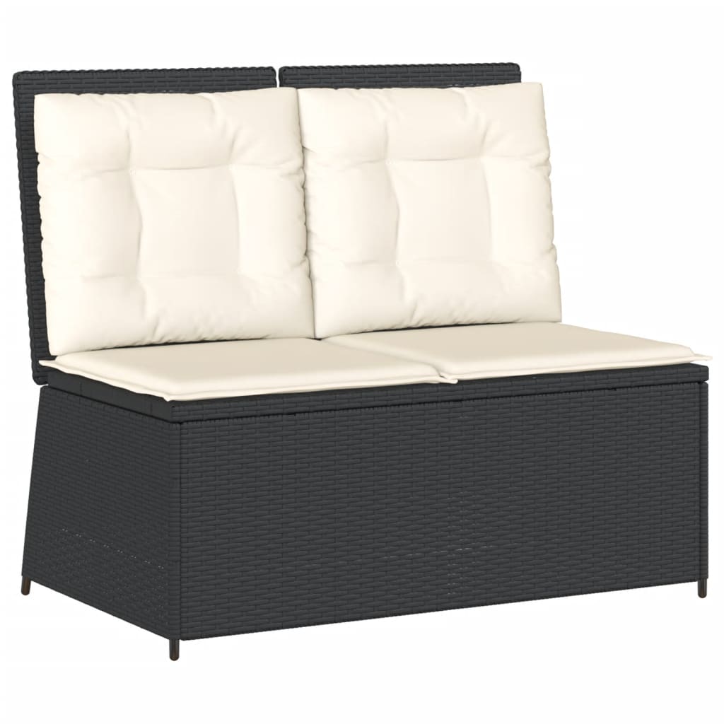 loungesæt til haven 7 dele med hynder polyrattan sort