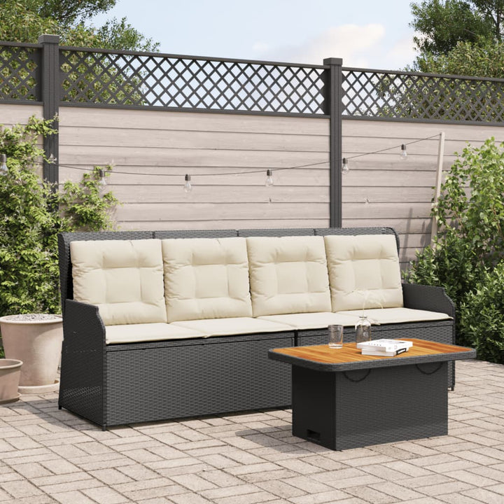 loungesæt til haven 3 dele med hynder polyrattan sort