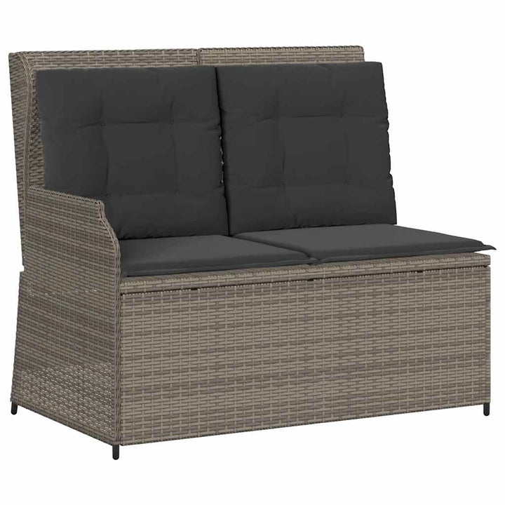 loungesæt til haven 3 dele med hynder polyrattan grå