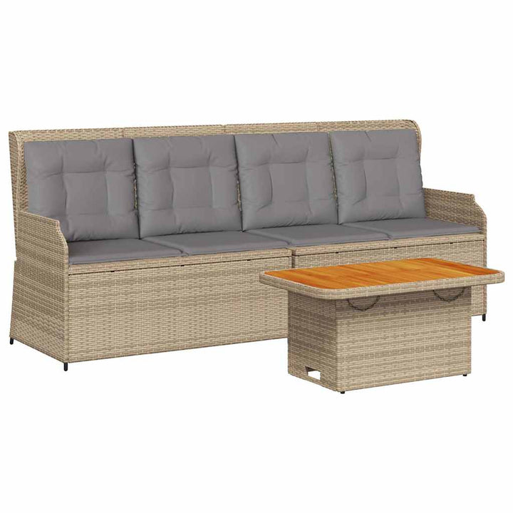 loungesæt til haven 3 dele med hynder polyrattan beige