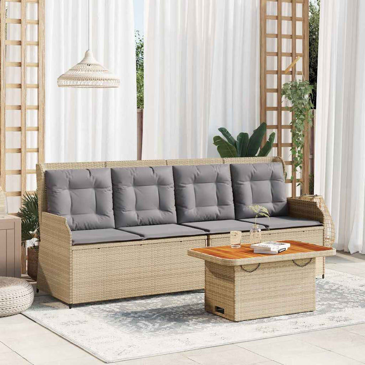 loungesæt til haven 3 dele med hynder polyrattan beige
