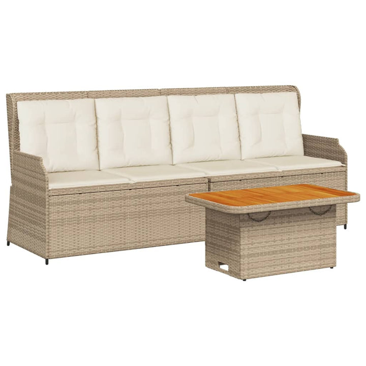 loungesæt til haven 3 dele med hynder polyrattan beige