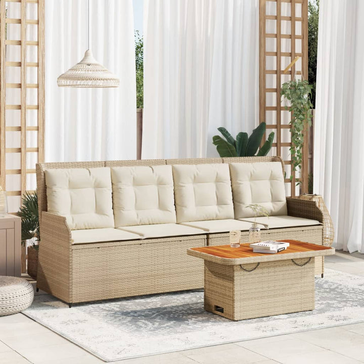loungesæt til haven 3 dele med hynder polyrattan beige