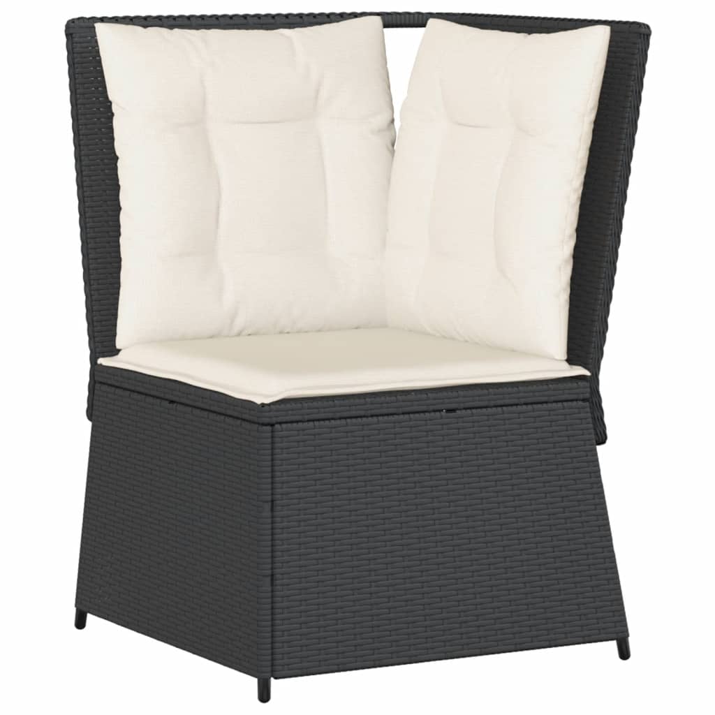 loungesæt til haven 6 dele med hynder polyrattan sort