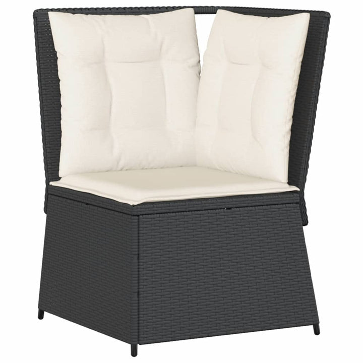 loungesæt til haven 6 dele med hynder polyrattan sort