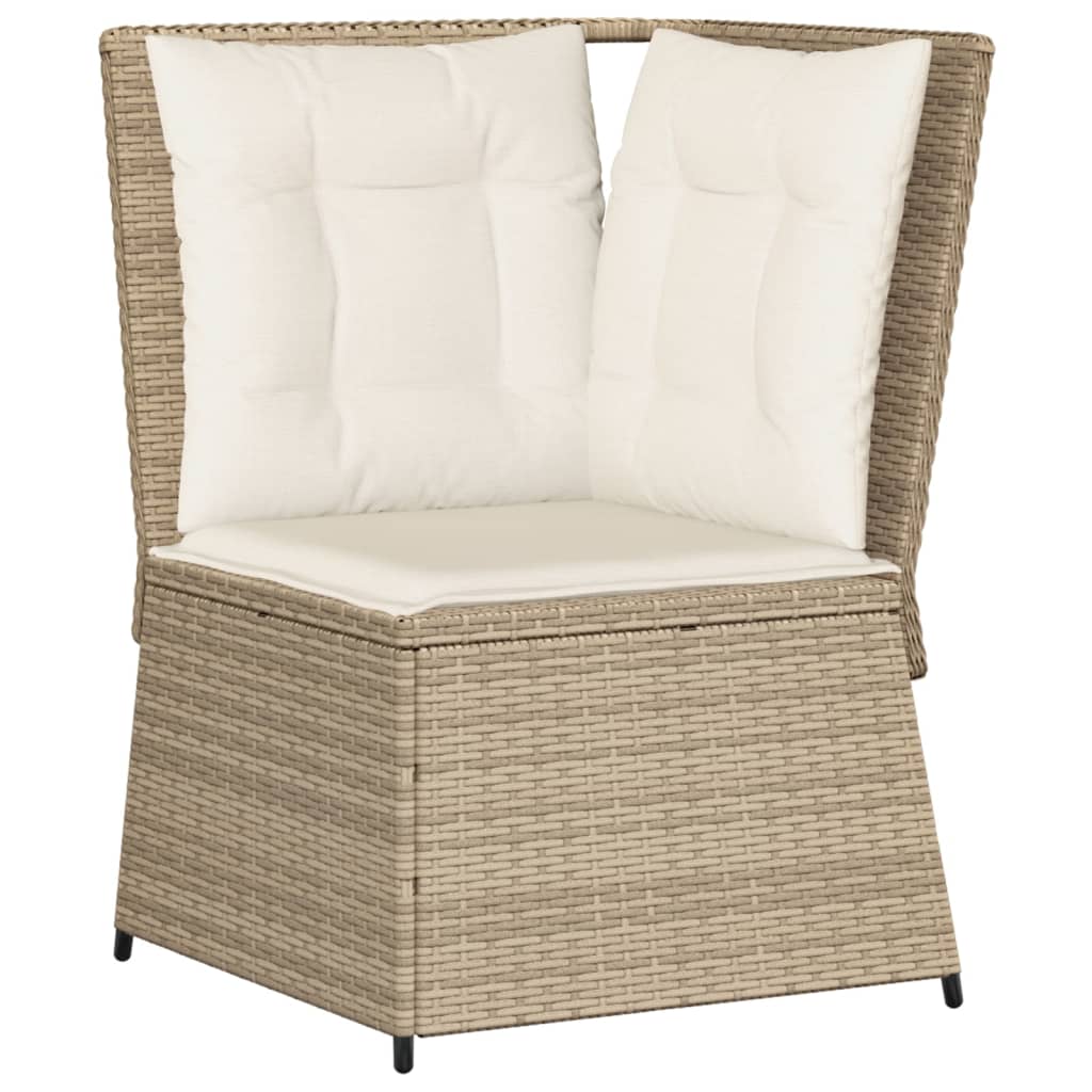loungesæt til haven 6 dele med hynder polyrattan beige