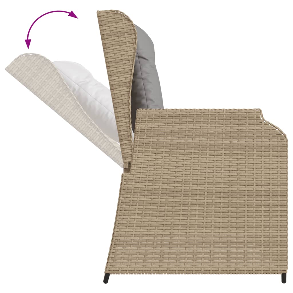 loungesæt til haven 6 dele med hynder polyrattan beige