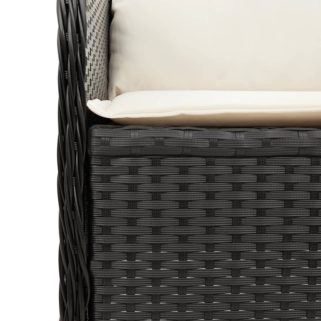 loungesæt til haven 5 dele med hynder polyrattan sort