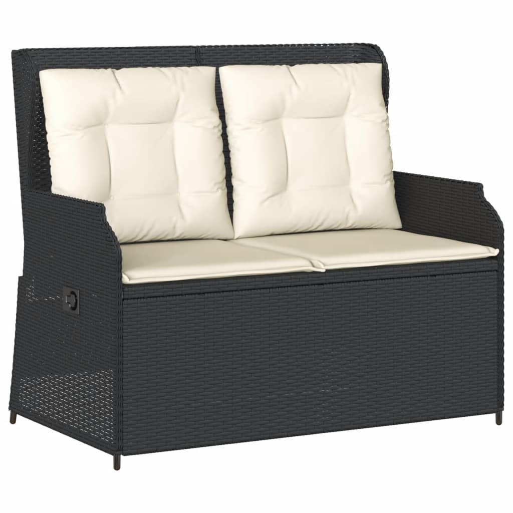 loungesæt til haven 3 dele med hynder polyrattan sort