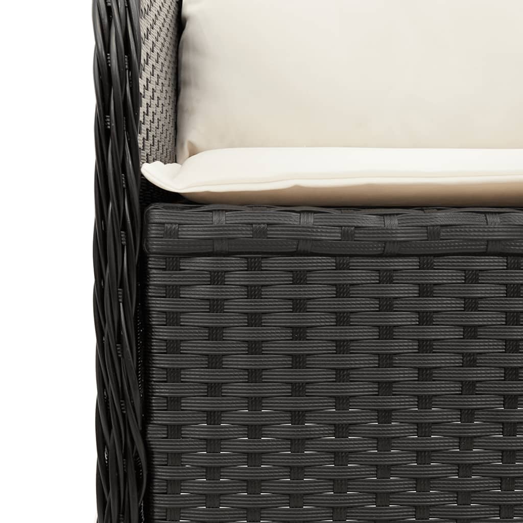 loungesæt til haven 3 dele med hynder polyrattan sort