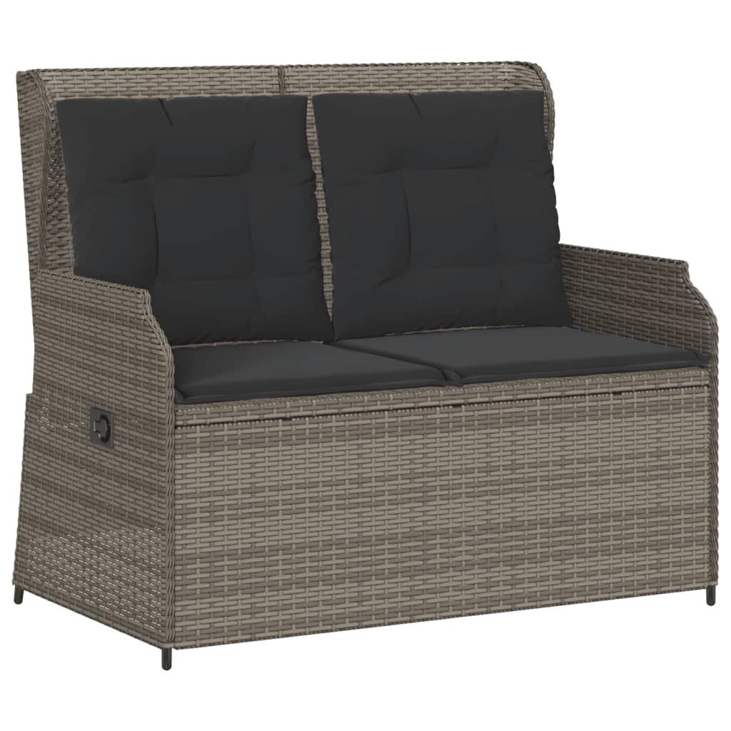 loungesæt til haven 3 dele med hynder polyrattan grå