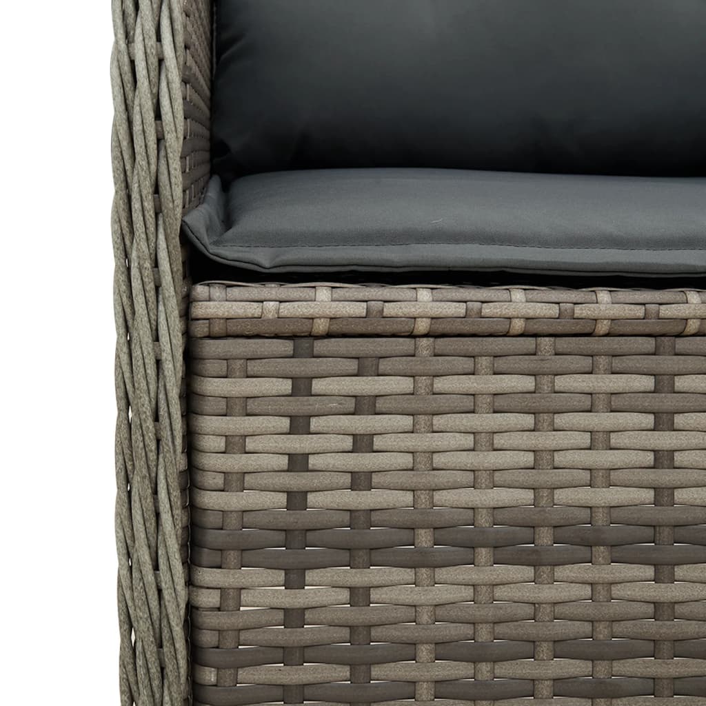 loungesæt til haven 3 dele med hynder polyrattan grå