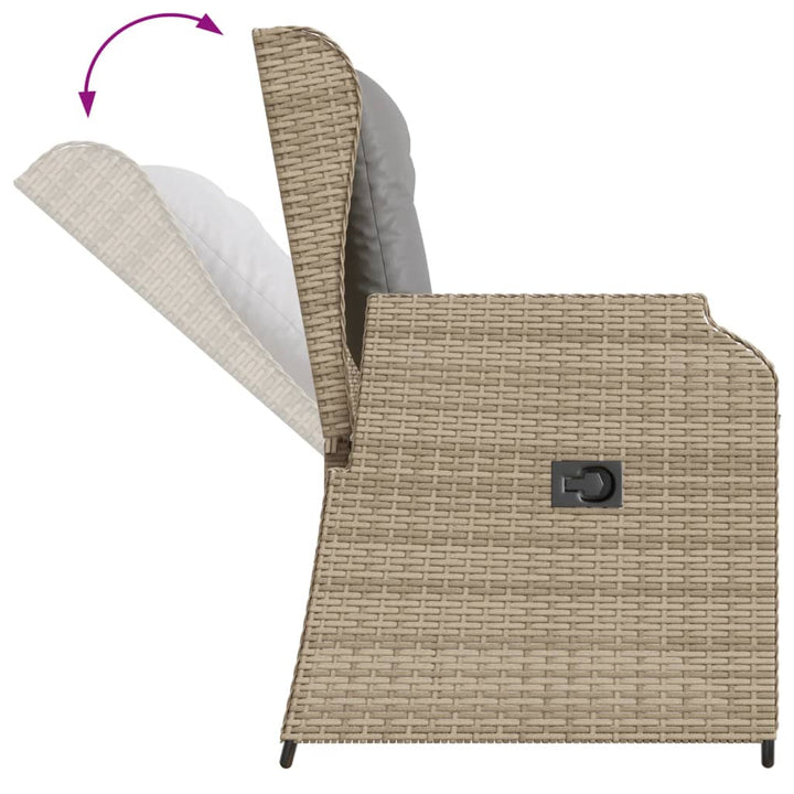 loungesæt til haven 3 dele med hynder polyrattan beige
