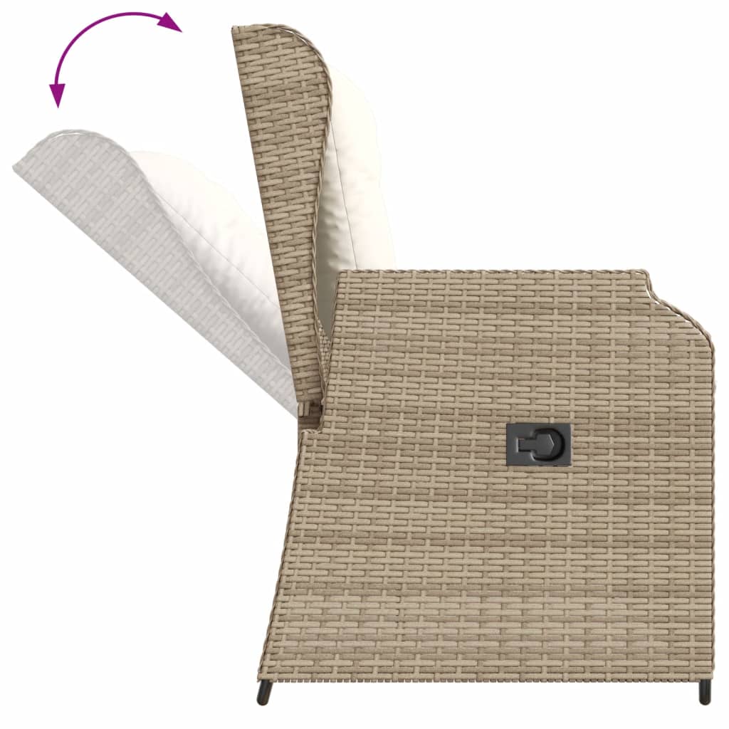 loungesæt til haven 3 dele med hynder polyrattan beige