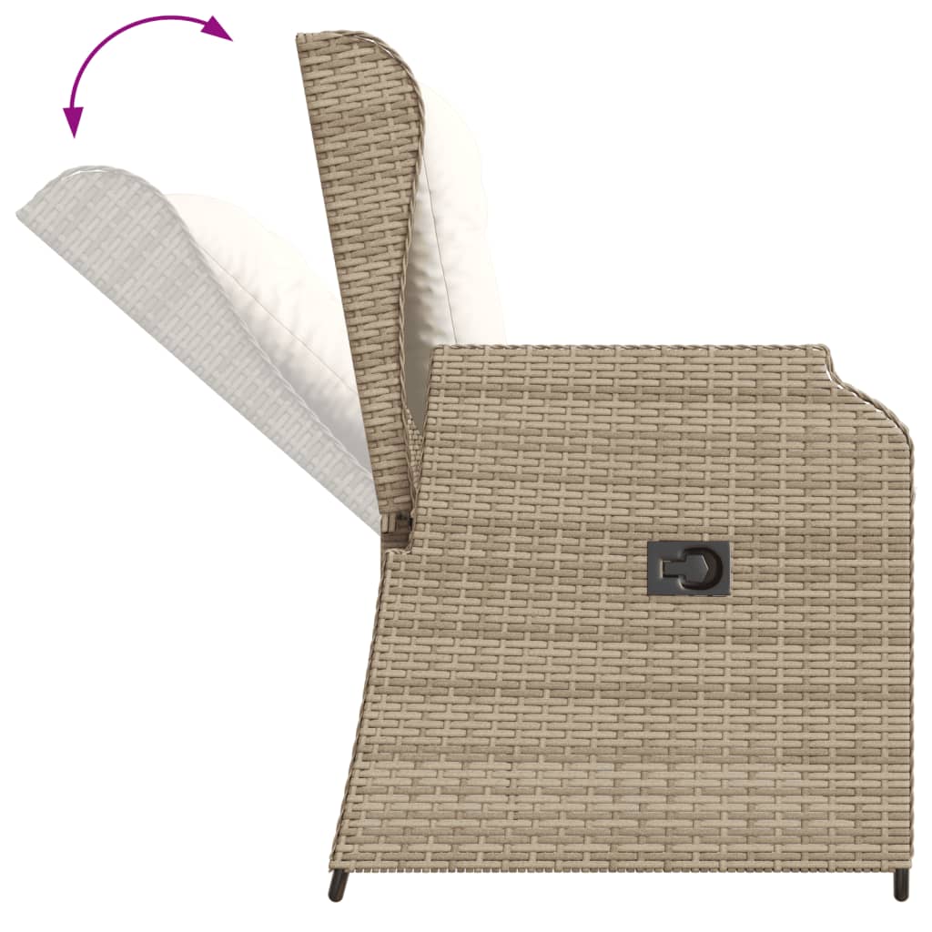 loungesæt til haven 3 dele med hynder polyrattan beige