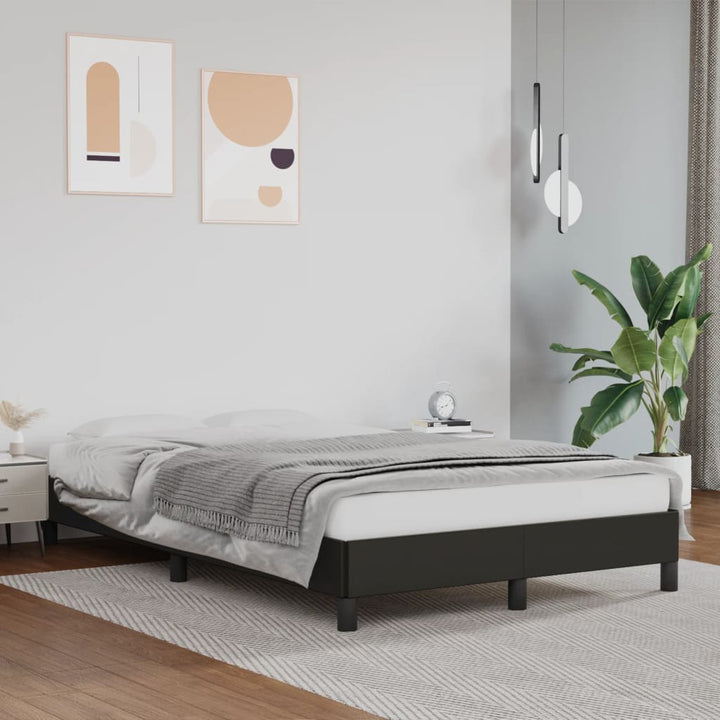 sengeramme uden madras 120x190 cm kunstlæder enkeltseng sort