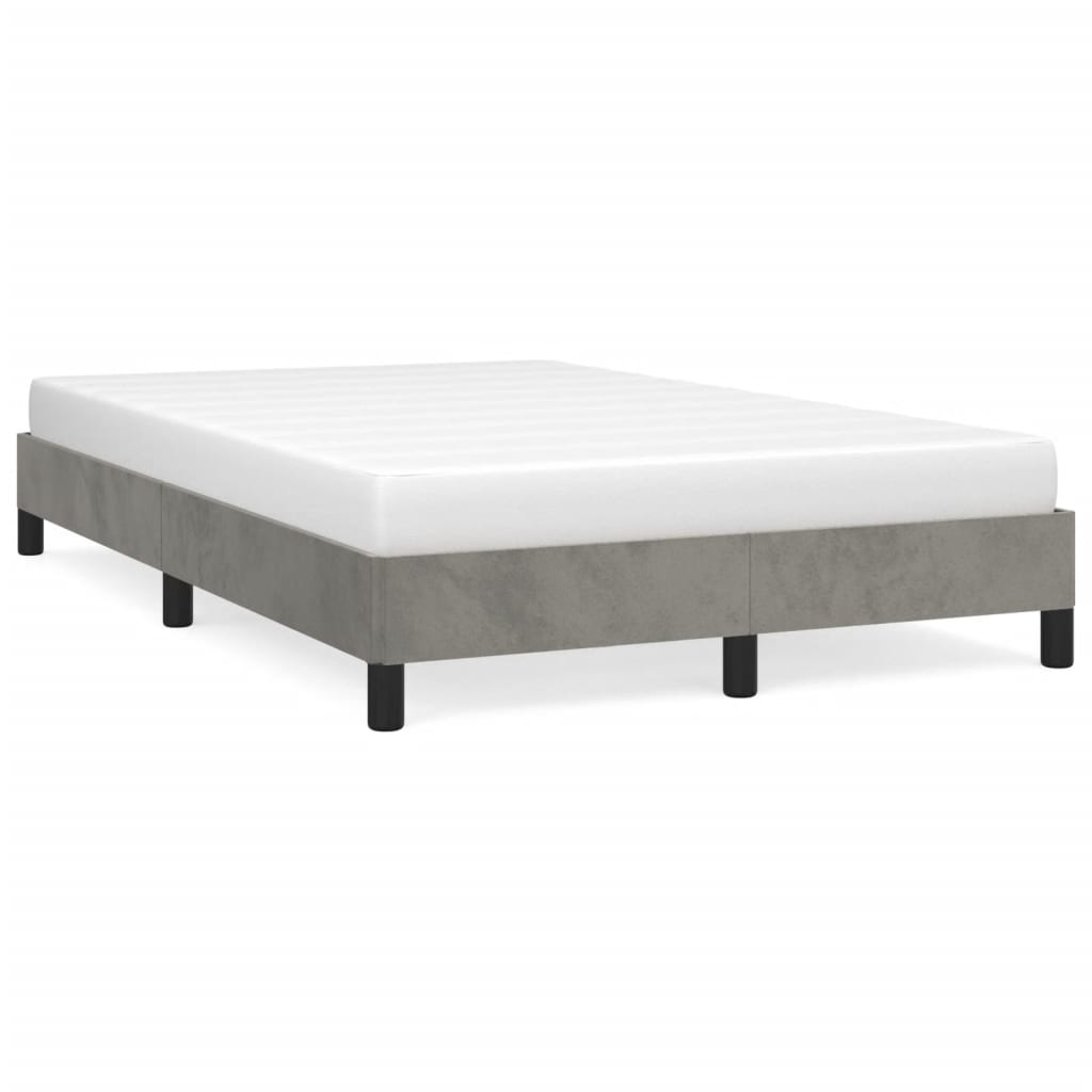 sengeramme uden madras 120x190 cm fløjl enkeltseng lysegrå