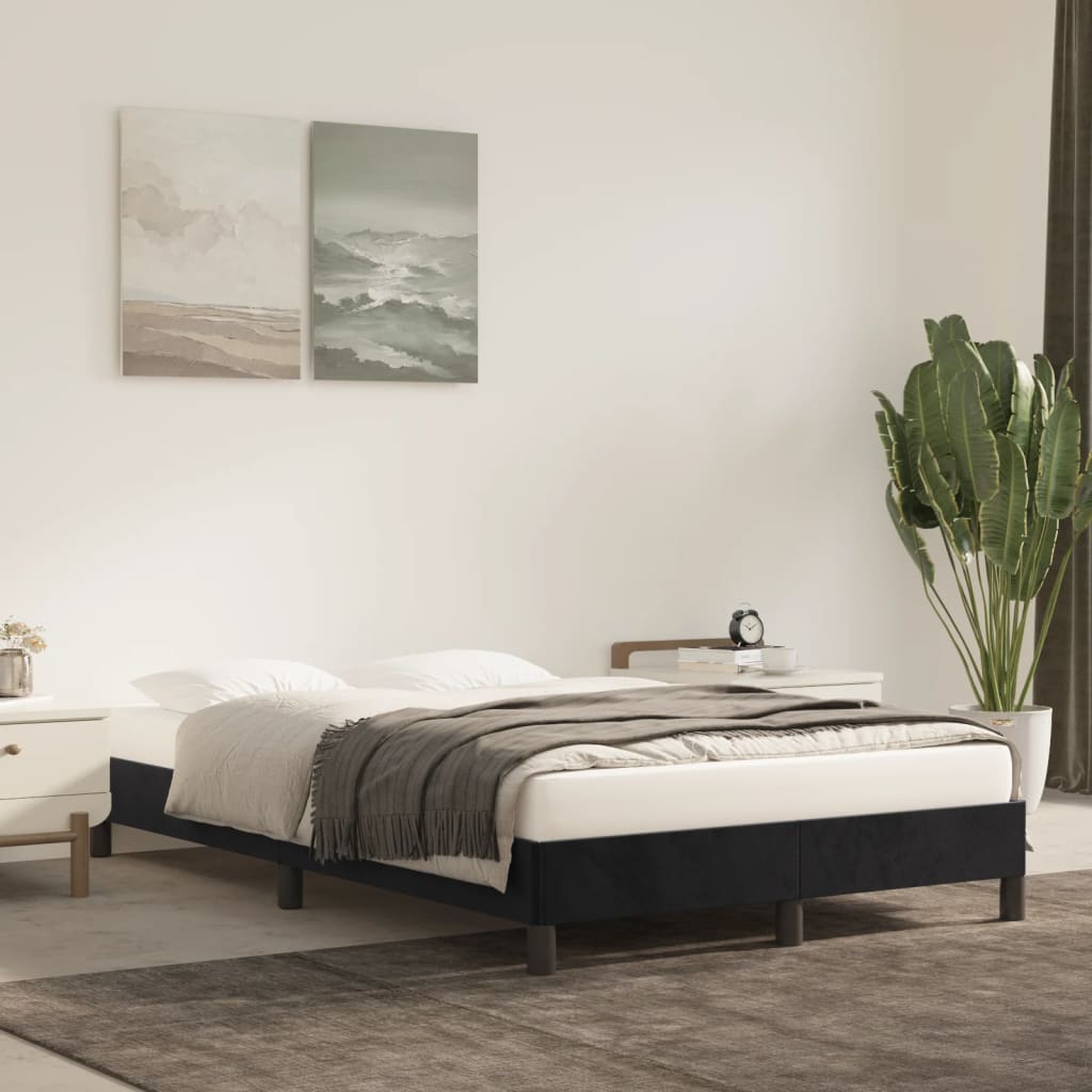 sengeramme uden madras 120x190 cm fløjl enkeltseng sort