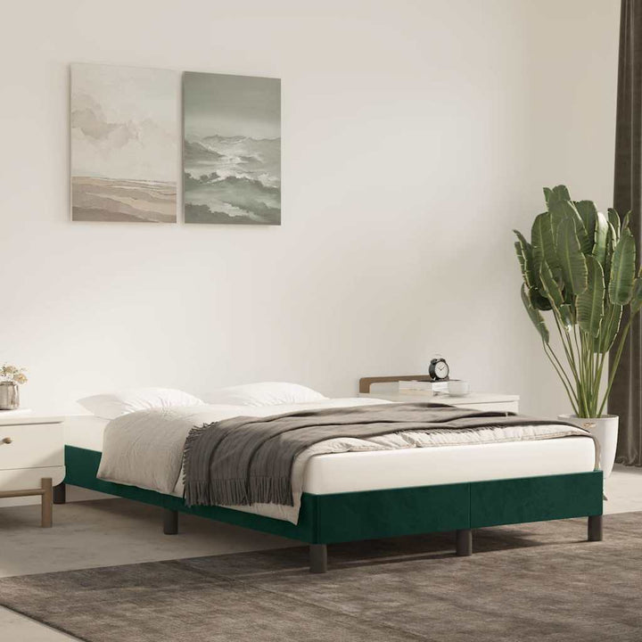 sengeramme uden madras 120x190 cm fløjl mørkegrøn