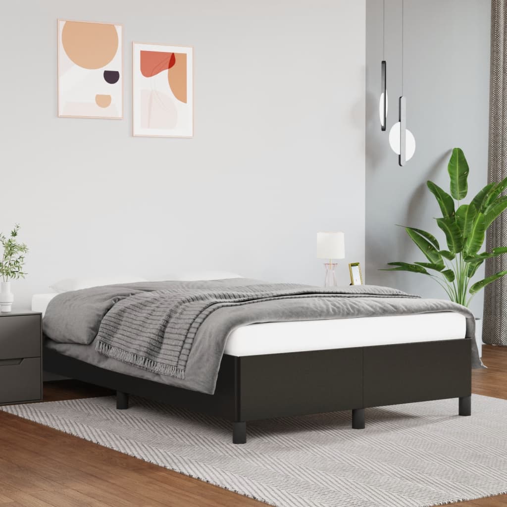 sengeramme uden madras 120x190 cm kunstlæder enkeltseng sort
